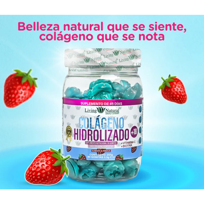 COLAGENO HIDROLIZADO + BIOTINA + VITAMINA C GOMITAS *90 LIVING NATURAL
