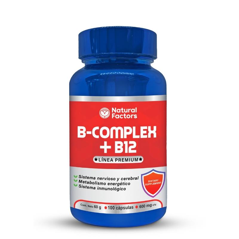 B-COMPLEX + B12 *100 CÁPSULAS NATURAL FACTORS – El Paraíso Vegetal
