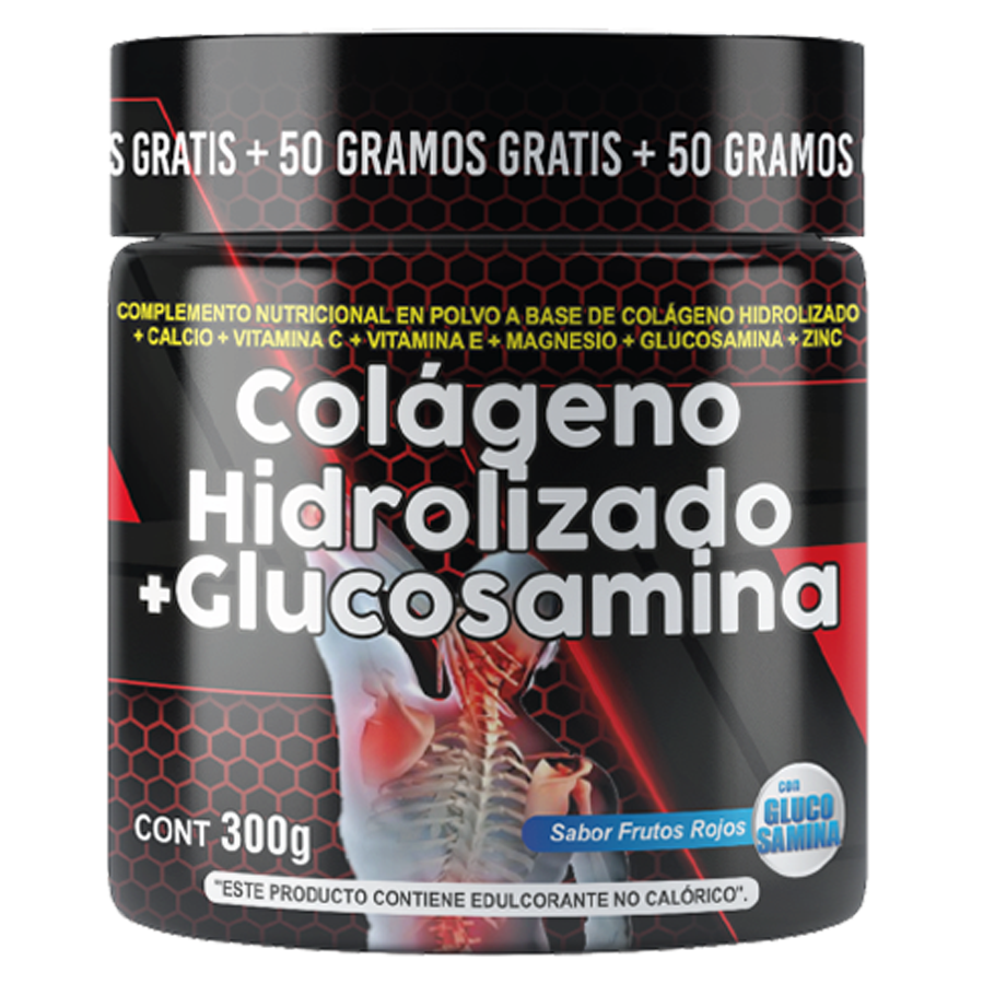 COLAGENO HIDROLIZADO + GLUCOSAMINA 300GR + 50GR (NEGRO / ROJO)