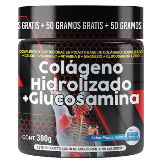 COLAGENO HIDROLIZADO + GLUCOSAMINA 300GR + 50GR (NEGRO / ROJO)